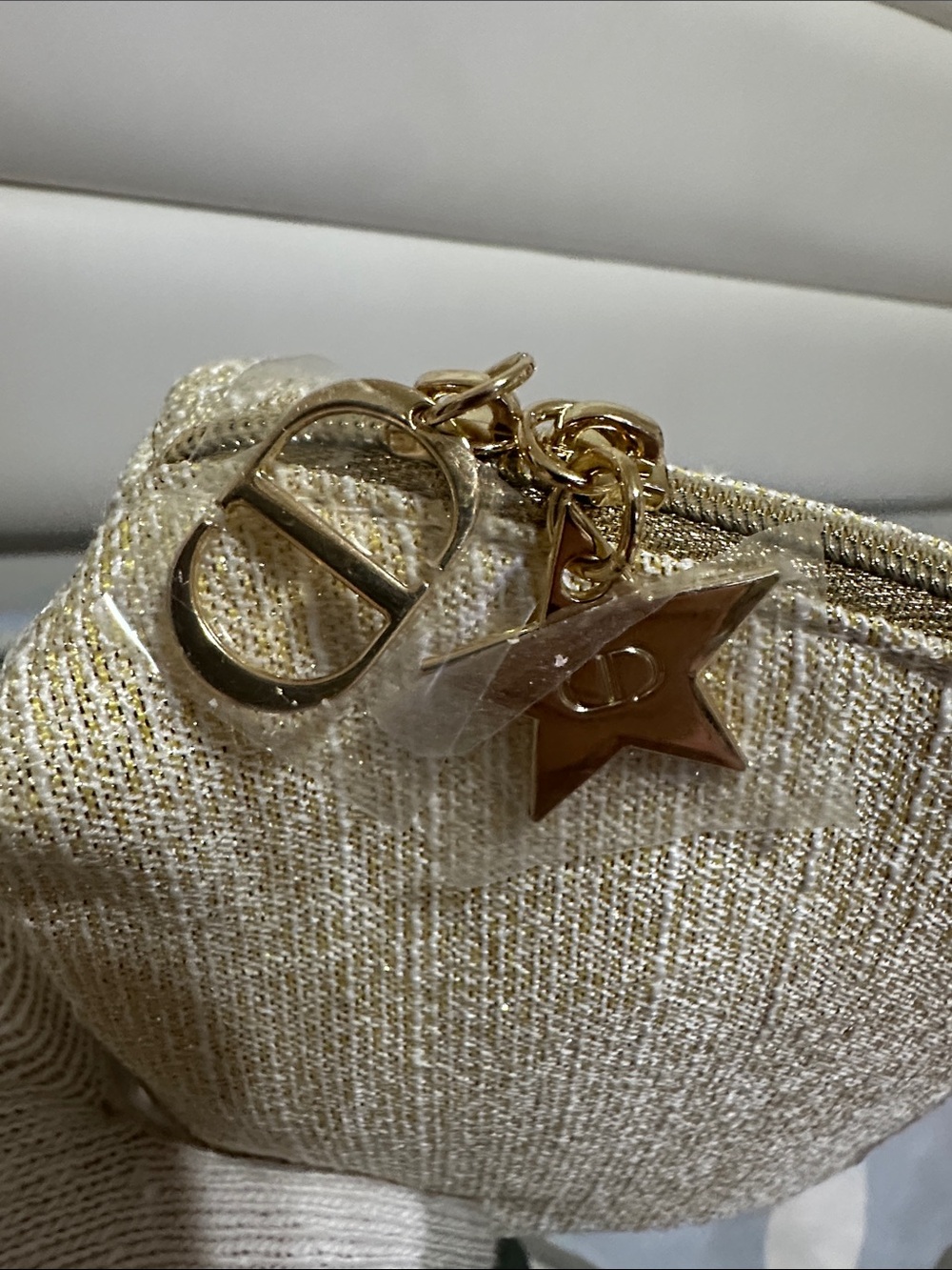 Dior Gold Metallic Embroidered Novelty Cosmetic Pouch - Picture 5 of 9